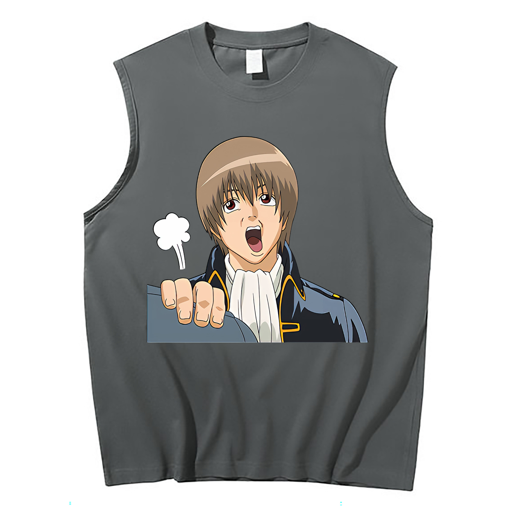 （画像用） ぎんたま 坂田銀時（さかたぎんとき） 神楽 志村新八（しむら しんぱち） GINTAMA Sakata Gintoki Kagura Shimura Shinpachi コットン100％タンクトップ（フロントプリント）